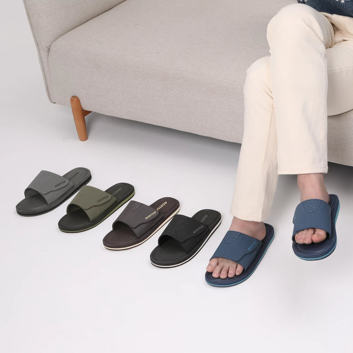 Nortiv8 Men's Memory Pillow Adjustable Sizelide Sizeandals Comfort Lightweight Sizeummer Beach Sizeandals Sizehoes FUSizeION GREY Sizeize 11