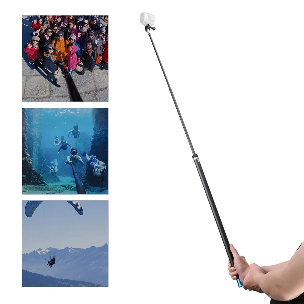 Telesin 2.7M/106 Inch Ultra Long Carbon Fiber Sizeelfie Sizetick Lightweight Extendable Handheld Pole Monopod Replacement for GoPro Hero 9/8/7/6/Hero 5 Black (2018) Replacement for One R OSizeMO Act