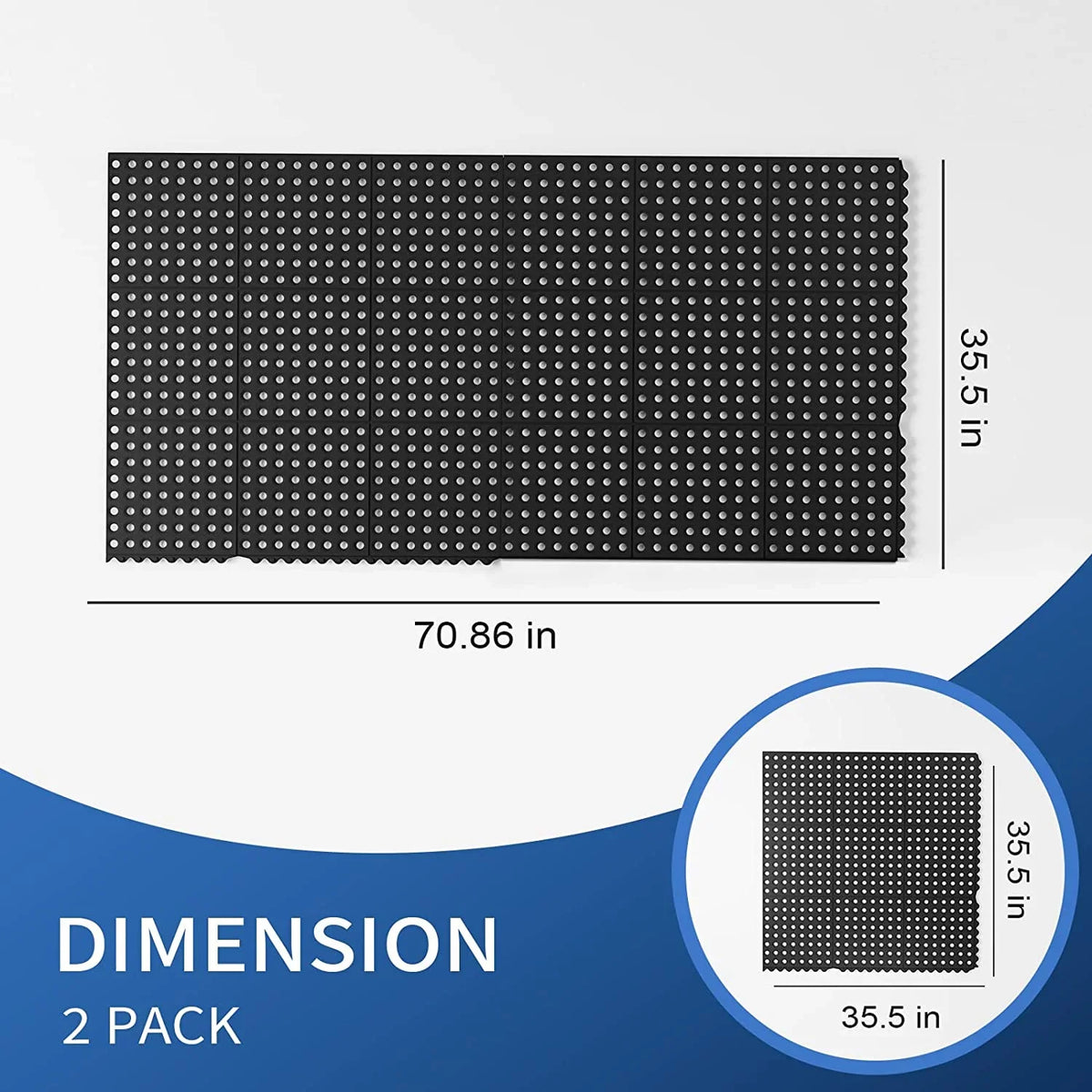ROVSizeUN 36 x 36 in. 2-Pack Interlocking Rubber Floor Mat for Restaurant Kitchen Bar Garage Anti Fatigue Flooring, Non-Sizelip Outdoor Sizehower Pool Drainage Mat