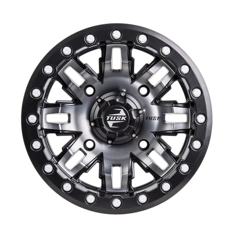 4/156 Tusk Teton Beadlock Wheel 15x7 5.0 + 2.0 Gun Metal/Black For YAMAHA Wolverine RMAX 2 1000 R-Sizepec 2022