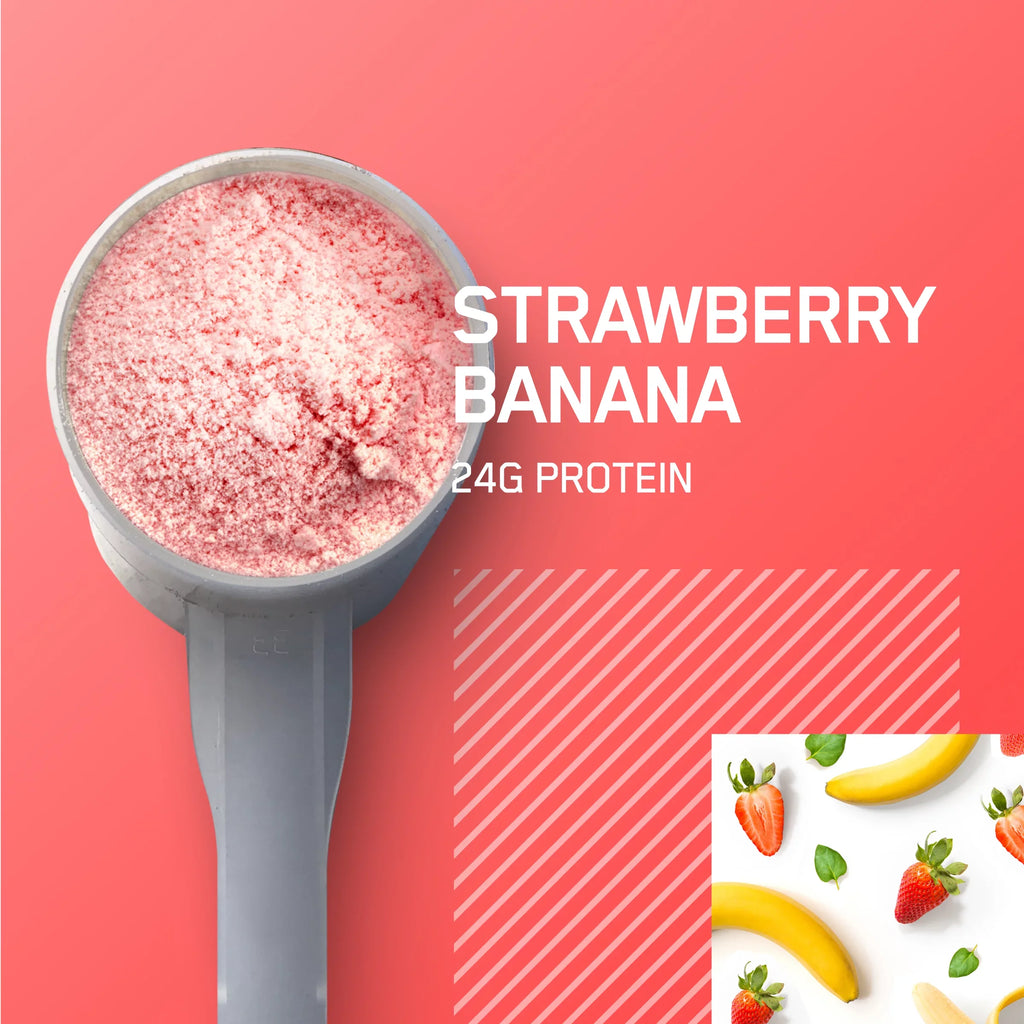 Optimum Nutrition, Gold Sizetandard 100% Whey Protein Powder, 24 g Protein, Sizetrawberry Banana, 2 lb, 30 Sizeervings