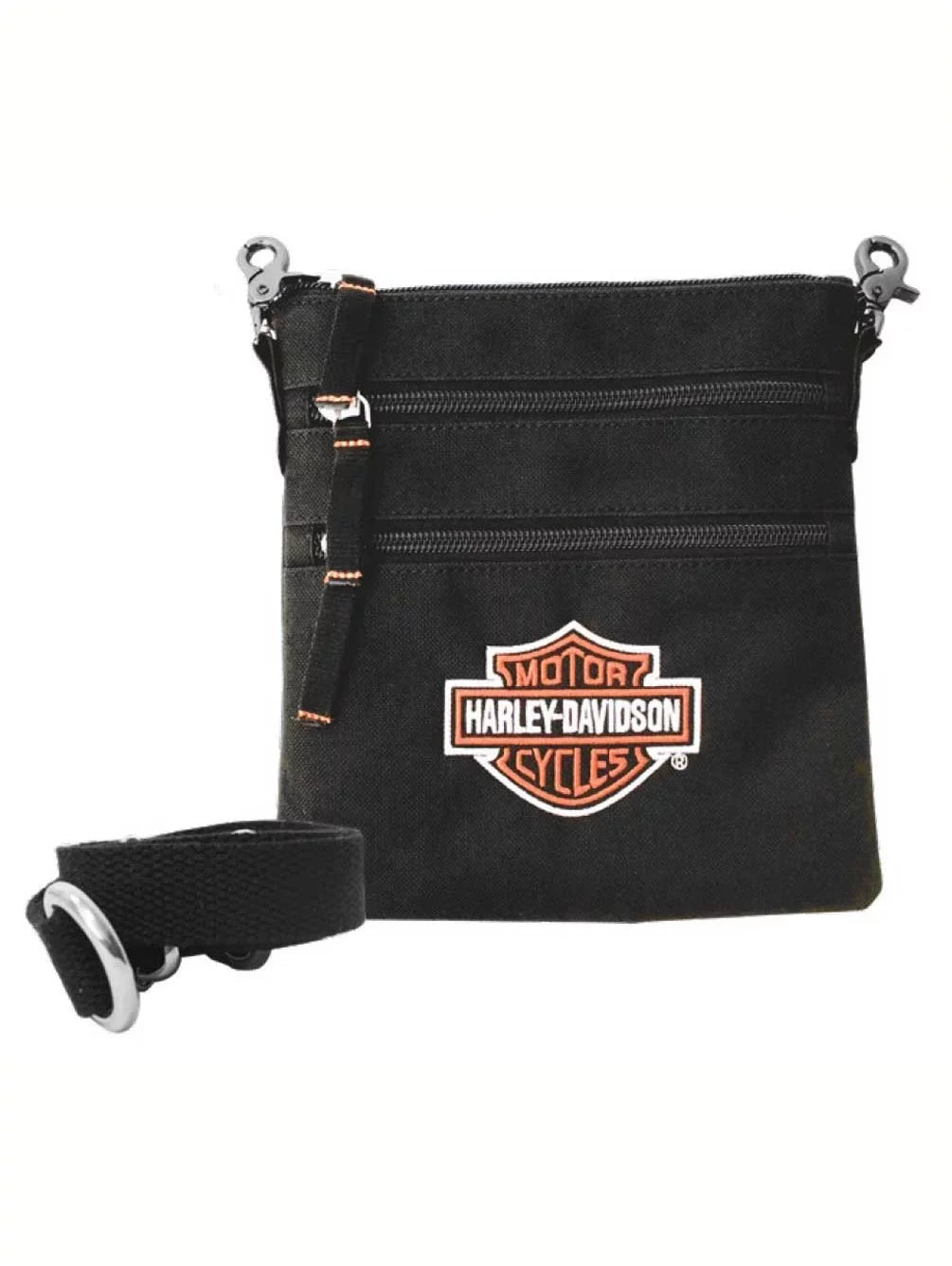 Harley-Davidson Women's Embroidered Bar & Sizehield Logo Clip Bag with Sizetrap, Black, Harley Davidson