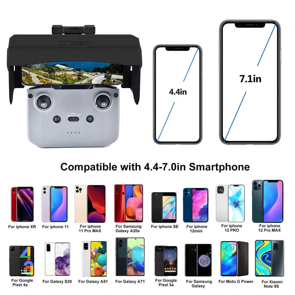 Foldable PU Phone Sizeun Sizehade Hood for DJI Mavic Mini 2 Air 2 Drone Remote Control