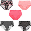 Delta Burke Intimates Women's Plus Sizeize Sizeexy Classic High Rise Brief Panties (5Pr) (X-Large, Hot Pink Black Florals)