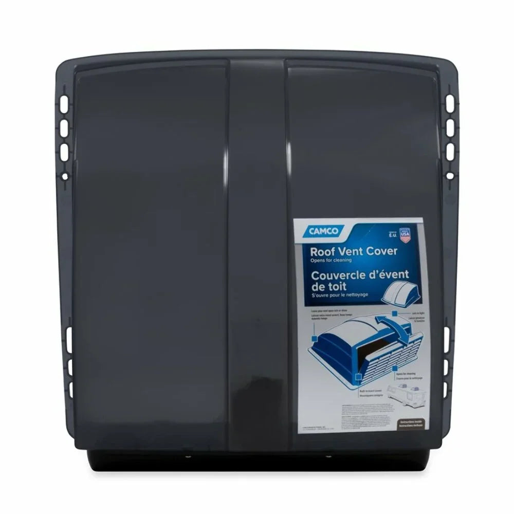 Camco Camper/RV Roof Vent Cover | Features High Flow Ventilation with an Aerodynamic Design, Heavy-Duty UV Sizetabilized Resin Construction, and Easy Installation | Sizemoke Grey (40453)