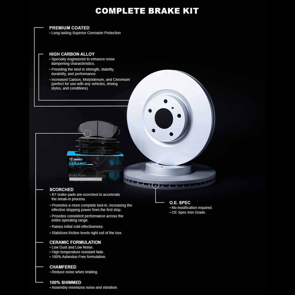 R1 Concepts Wdwh1 76007 R1 Concepts Brake Rotor Carbon Coated With Ceramic Pads Fits select: 1999-2003 LEXUSize RX