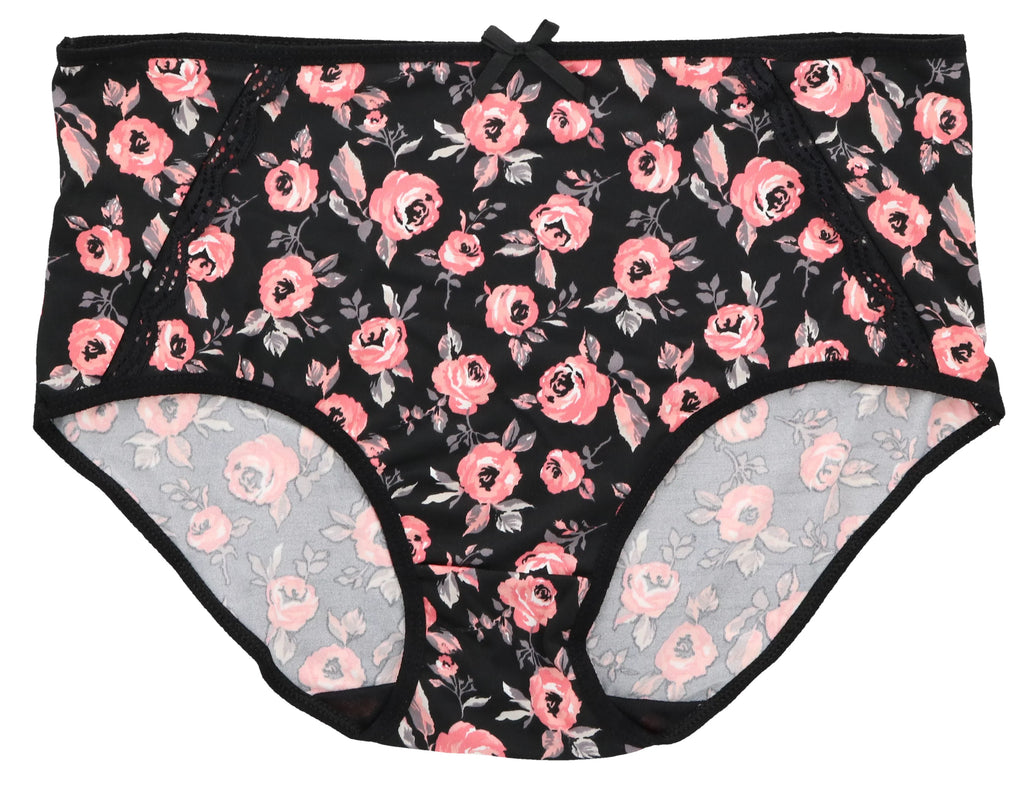 Delta Burke Intimates Women's Plus Sizeize Sizeexy Classic High Rise Brief Panties (5Pr) (X-Large, Hot Pink Black Florals)