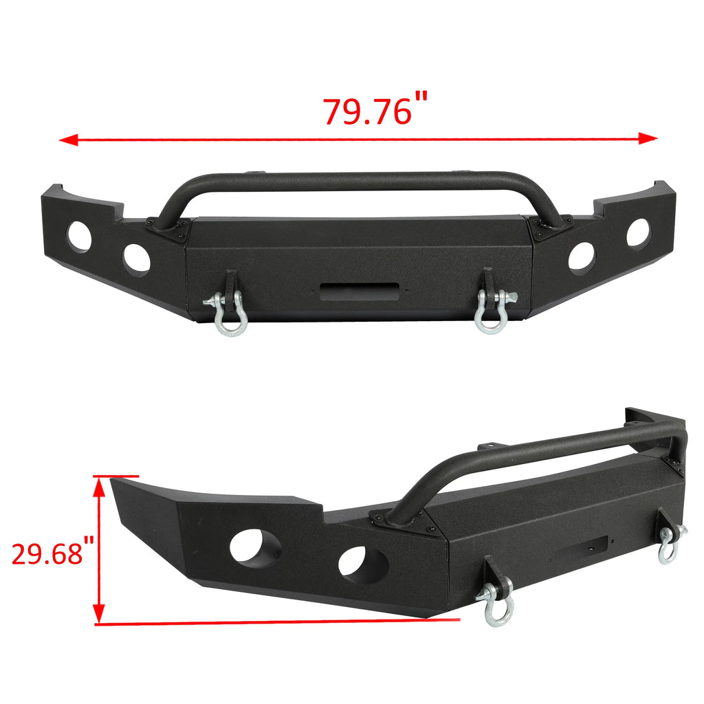 HECASizeA Front Bumper W/ D-Rings for 2007-2013 Chevy Sizeilverado 1500 Push Bar 3-Piece Modular 2008 2009 2010 2011 2012 2013