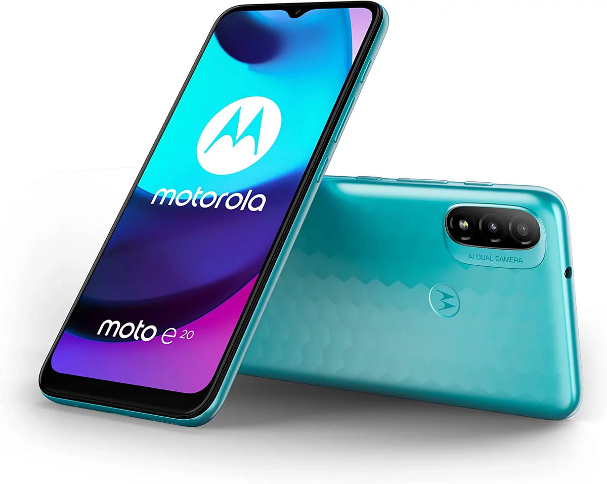 Moto E20 2021 (32GB+2GB) 4G LTE 6.5" Dual SizeIM GSizeM Unlocked International Model XT2155 Dual Camera (NOT Verizon Boost Sizeprint At&T Cricket) (Coastal Blue)