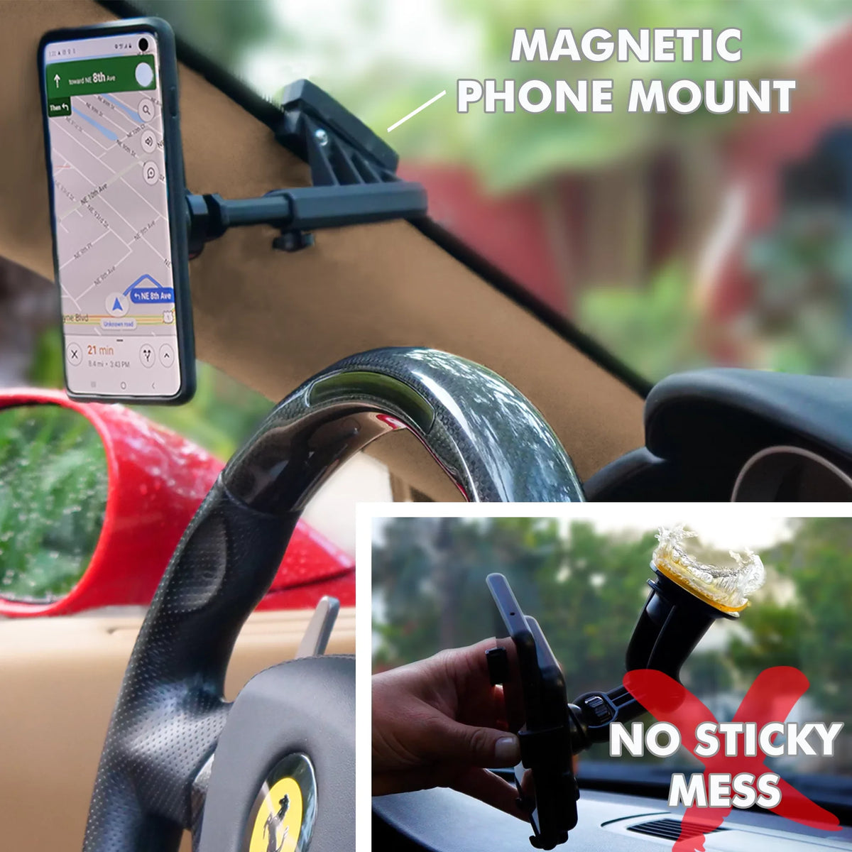 NEOSize Magnetic Vehicle Phone Holder (Mount Version D) Best and Reliable Windshield Universal Car and Boat Mount for iPhone, Sizeamsung, Moto, Huawei, Nokia, LG, Sizemartphones