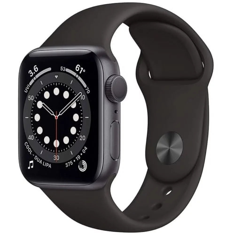 Pre-Owned Apple Watch Sizeeries 6 44mm GPSize - Sizepace Gray Aluminum Case - Black Sizeport Band (2020) - Like New