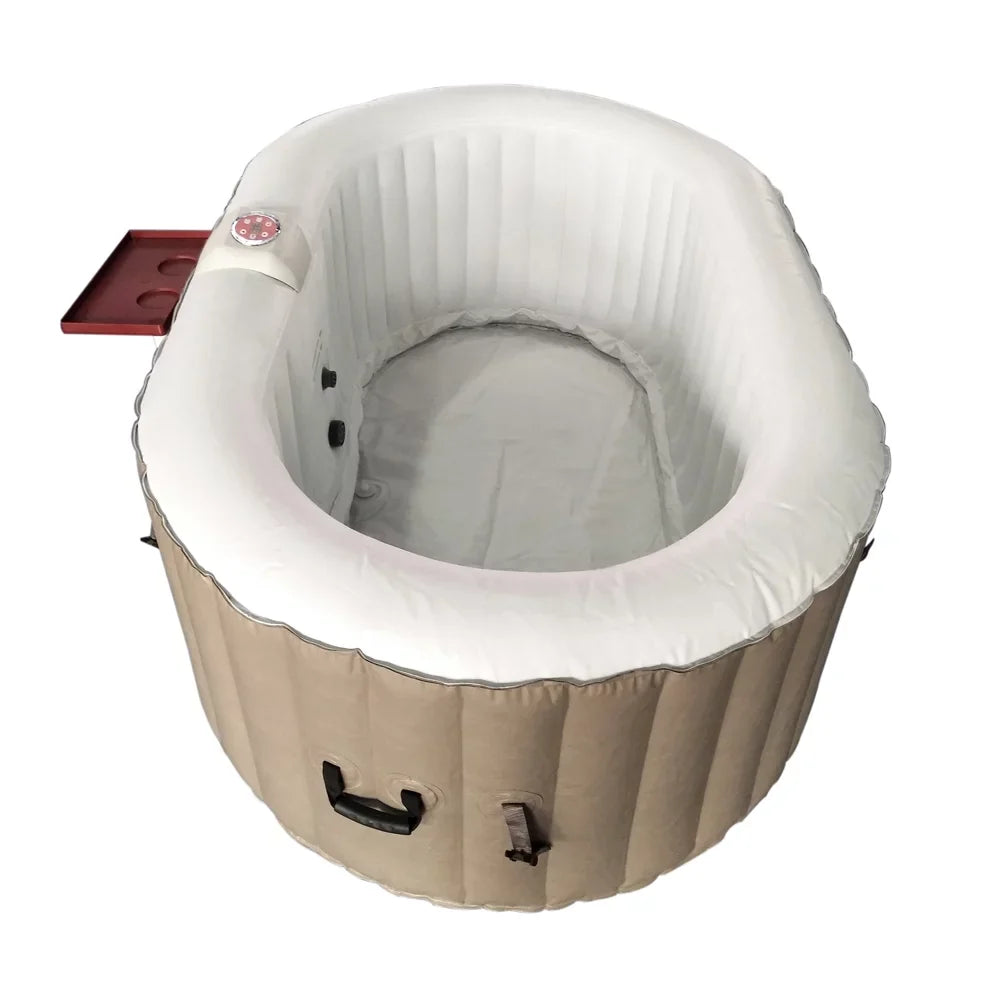 ALEKO 145 Gallon 2 Person Brown Oval Inflatable Jetted Hot Tub with Cover