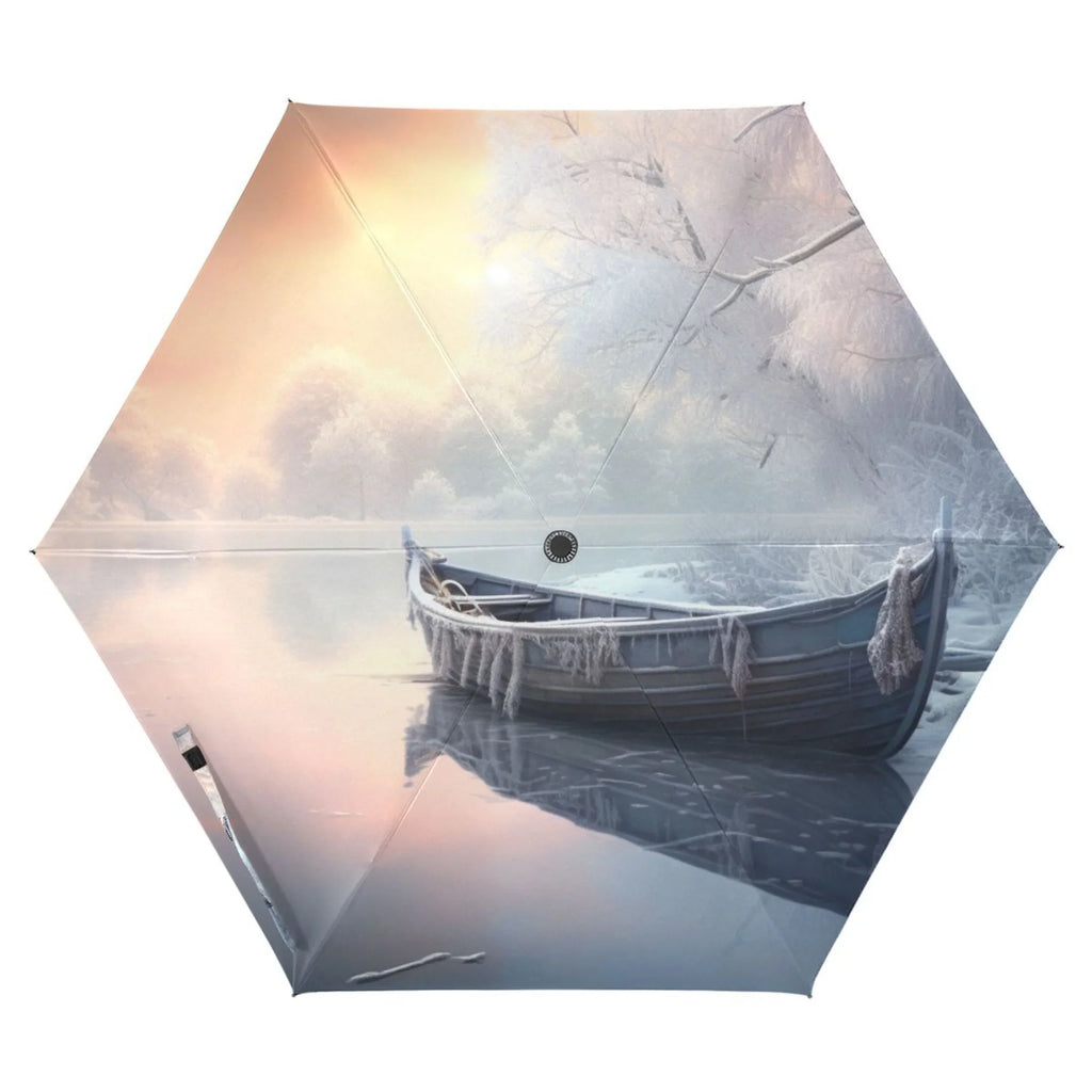 Winter Sizenow with Boat Compact Folding Umbrella for Rain Windproof Travel Umbrella UPF 50+ Lightweight Packable Arc Sizeize