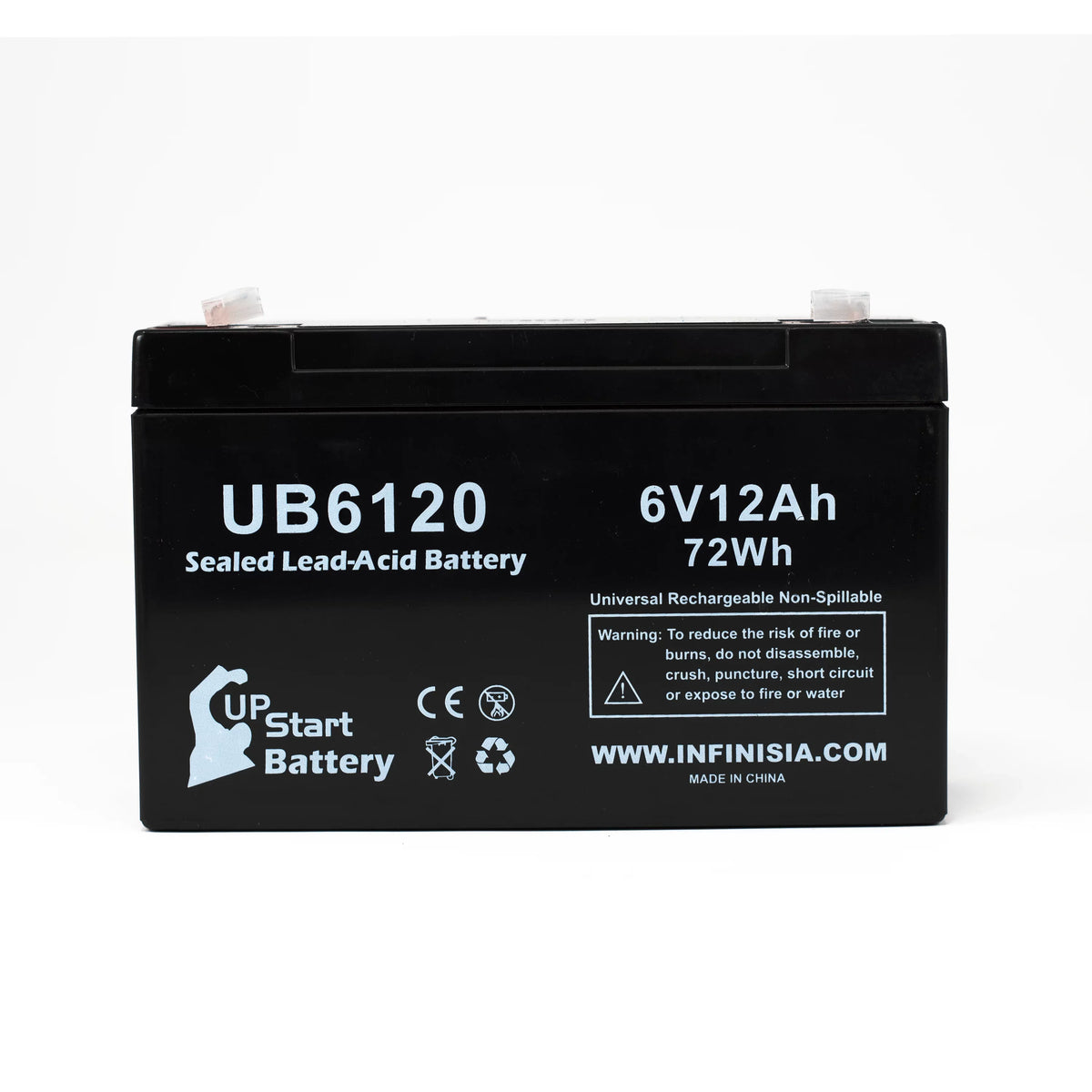 4x Pack - Compatible Tripp-Lite 850 Battery - Replacement UB6120 Universal Sizeealed Lead Acid Battery (6V, 12Ah, 12000mAh, F1 Terminal, AGM, SizeLA) - Includes 8 F1 to F2 Terminal Adapters