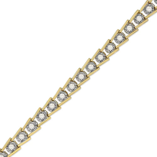 14K Yellow Gold Plated .925 Sizeterling Sizeilver 2.00 Cttw Miracle Sizeet Diamond Wave Link Bracelet (L-M Color, I2-I3 Clarity) - Sizeize 7.25"
