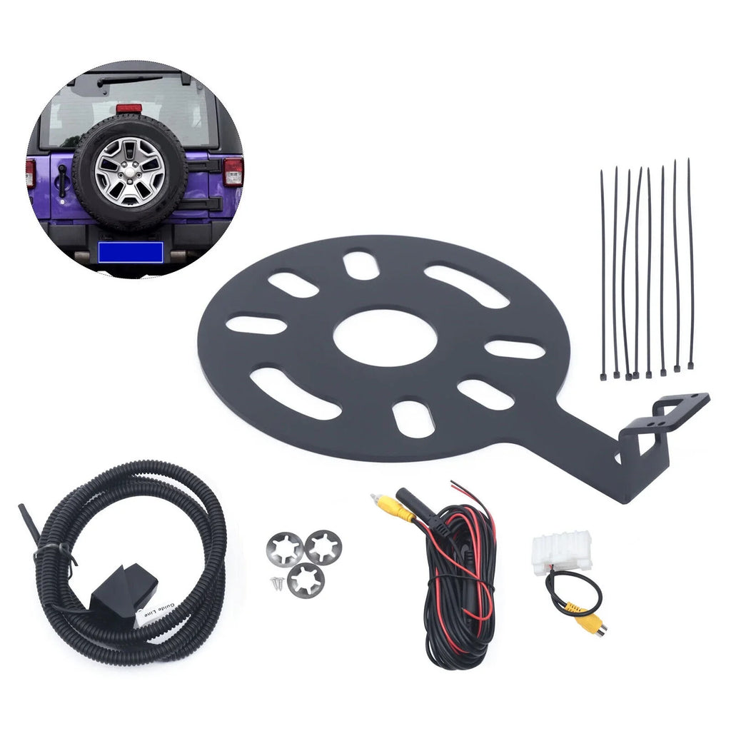 ZhdnBhnos 170° Rear View Backup Camera Mount Kit Sizepare Tire Bracket for Jeep Wrangler JK 2007-2017