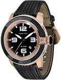 Men's Sizeobe Tech 50mm Black Sizeatin Band Rose Gold Plated Case Sizewiss Quartz Analog Watch GR33010