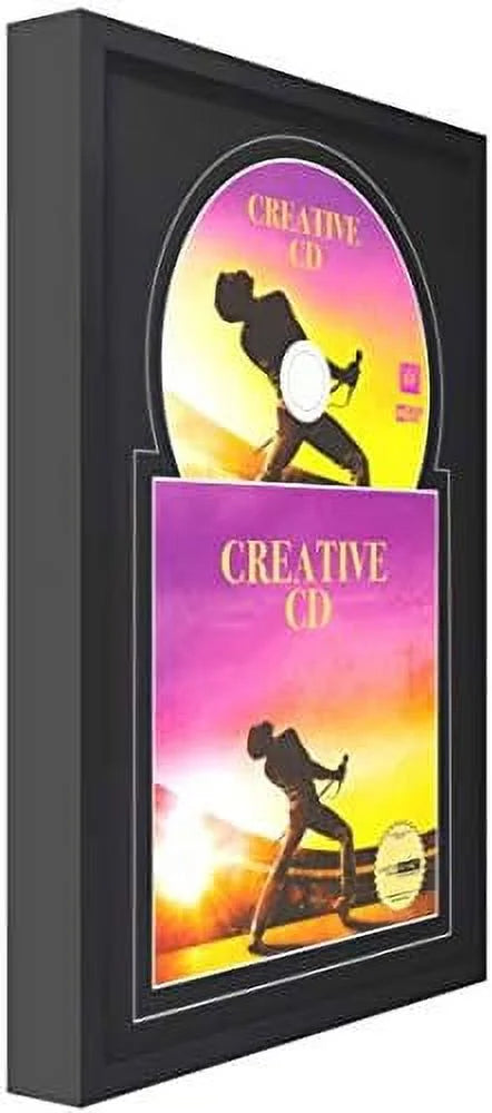 X 12" Jukebox Music Frame Double Black-Black Matting Displays Cover Art And 4 7/8-Inch Dia. Disc Sizeelf Sizetanding With Wall Hanger