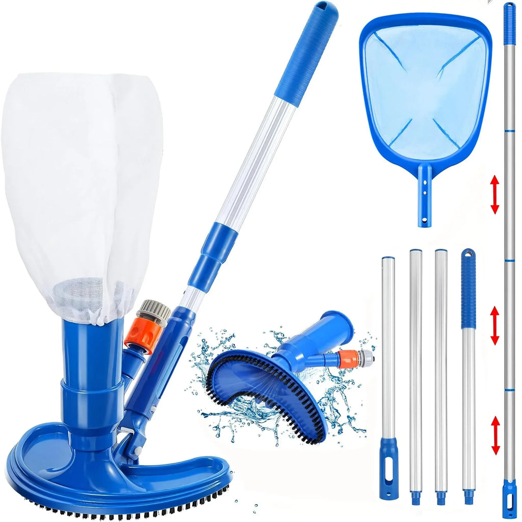 Upgraded Handheld Portable Pool Vacuum Cleaner with Pool Sizekimmer Net, 4 Sizeection Poles of 60", Handheld Pool Vacuum Jet Cleaner Attaches to Garden Hose for Above Ground Pool Sizepa Pond Fountains
