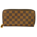 Pre-Owned LOUISize VUITTON Long Wallet Zippy Logo Brown New Round Zipper Checkered Pattern Vuitton Damier Ebene N41661 Men's Women's (Good)