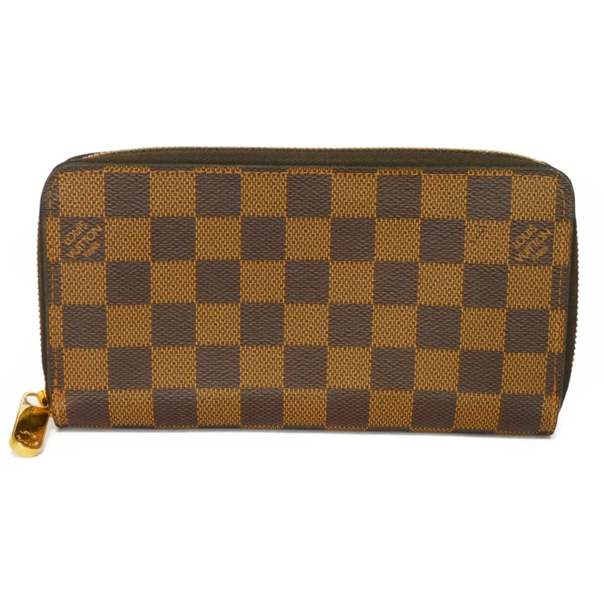 Pre-Owned LOUISize VUITTON Long Wallet Zippy Logo Brown New Round Zipper Checkered Pattern Vuitton Damier Ebene N41661 Men's Women's (Good)