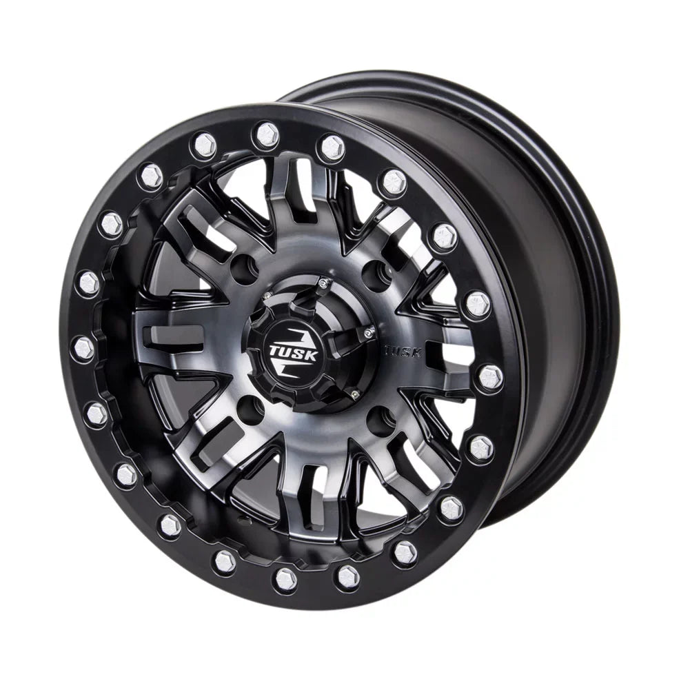 4/156 Tusk Teton Beadlock Wheel 15x7 5.0 + 2.0 Gun Metal/Black For YAMAHA Wolverine RMAX 2 1000 R-Sizepec 2022