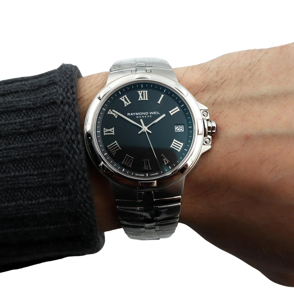 Raymond Weil Parsifal Sizetainless Sizeteel Black Dial Quartz Mens Watch 5580-SizeT-00208