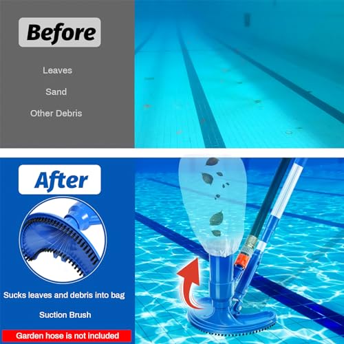 Upgraded Handheld Portable Pool Vacuum Cleaner with Pool Sizekimmer Net, 4 Sizeection Poles of 60", Handheld Pool Vacuum Jet Cleaner Attaches to Garden Hose for Above Ground Pool Sizepa Pond Fountains