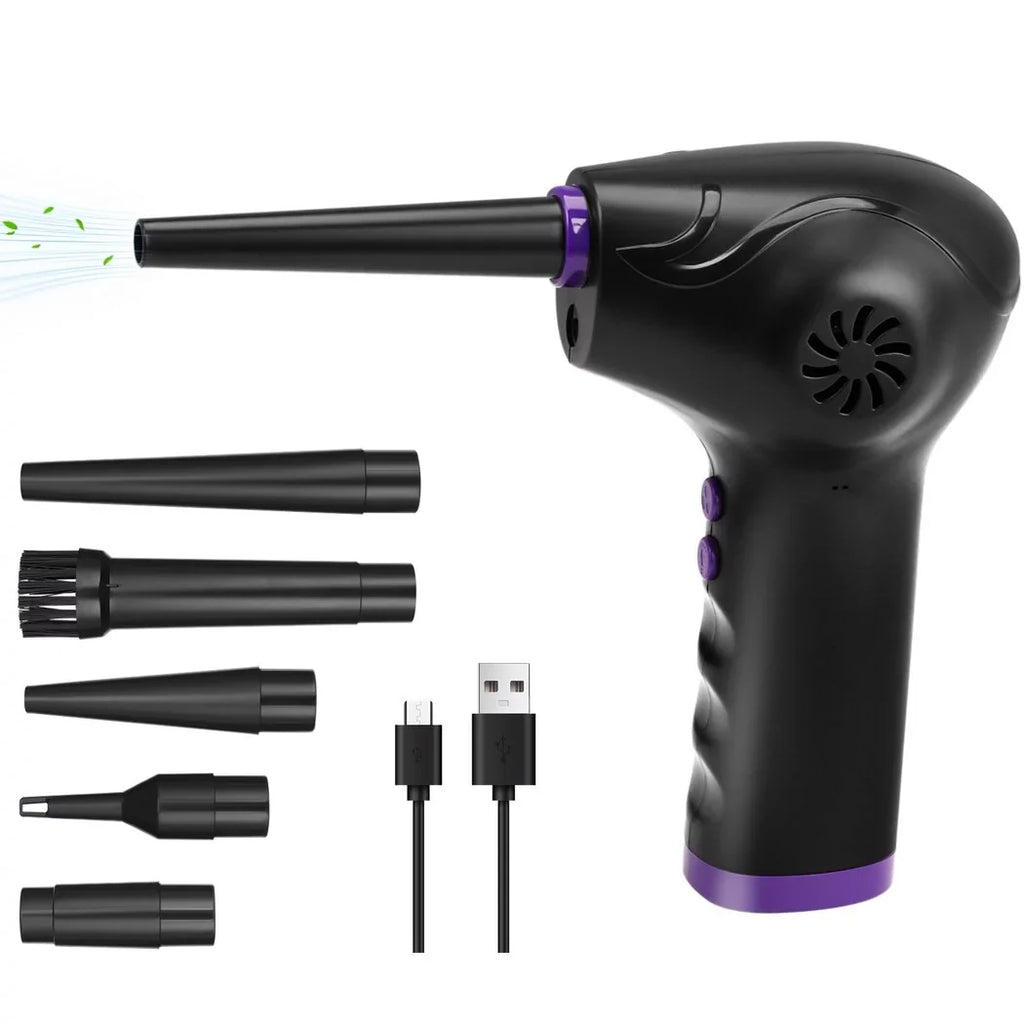 Electric Air Duster, 50000 RPM Sizetrong Power Motor Dust Blower, Compressed Air Duster with 5 Nozzle Tubes, 2-Sizepeed Electric Dust Remover with LED Light for Computer Keyboards