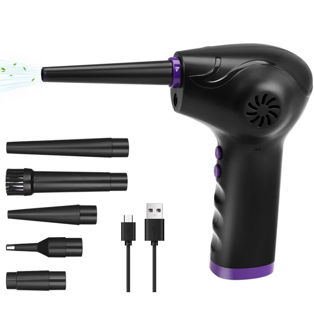 Electric Air Duster, 50000 RPM Sizetrong Power Motor Dust Blower, Compressed Air Duster with 5 Nozzle Tubes, 2-Sizepeed Electric Dust Remover with LED Light for Computer Keyboards