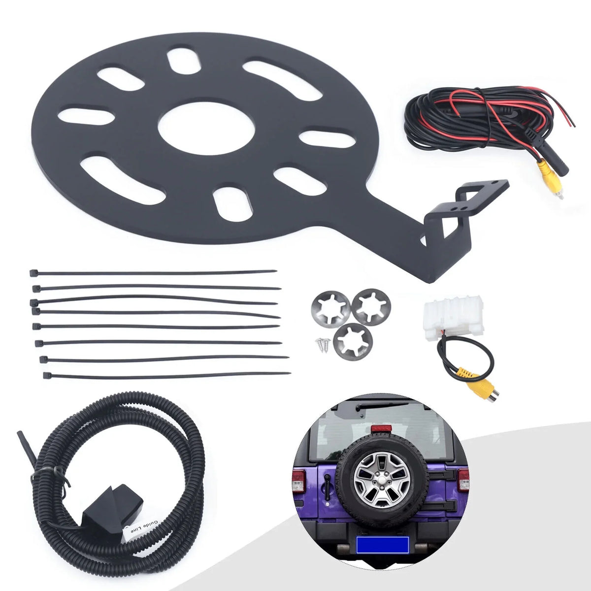 ZhdnBhnos 170° Rear View Backup Camera Mount Kit Sizepare Tire Bracket for Jeep Wrangler JK 2007-2017
