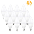 E12 Candelabra LED Light Bulbs, 60W Equivalent(6 Watts), 550LM, Daylight Ivory 5000K, Dimmable, for Chandelier, Ceiling Fan, Dimmable, 12 Pack