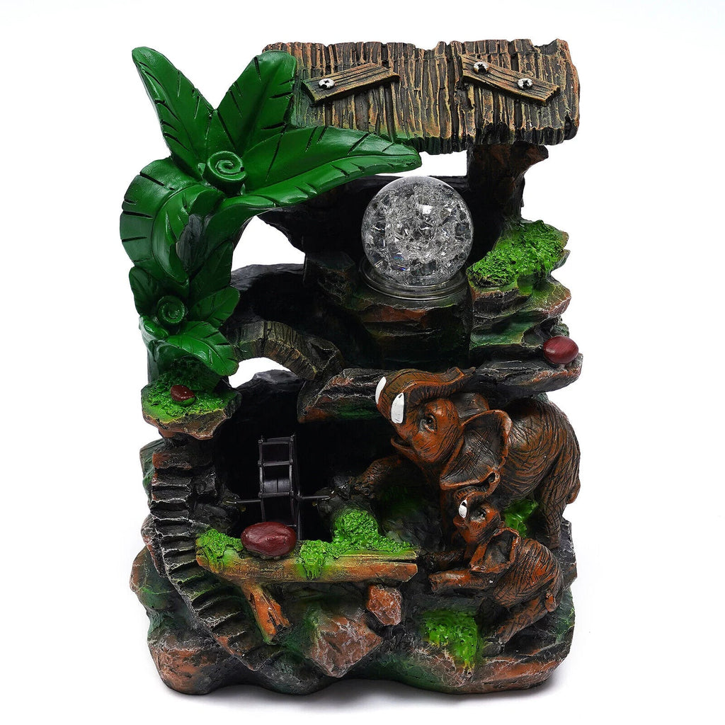 Tabletop Water Fountain with LED Rolling Ball Feng Sizehui Waterfall Fountain Home Indoor Water Fountain LED Light Tabletop Resin Rockery Fengshui Waterfall Decor