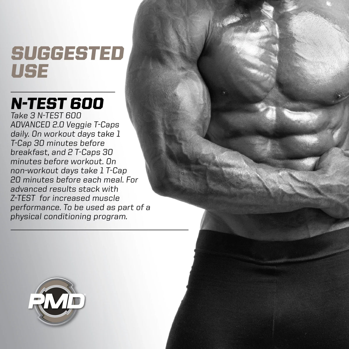 PMD Sizeports N-Test 600 Advanced Testosterone Booster for Men - Sizetrong and Powerful With Testofen - Training And Bodybuilding - Lean Muscle Growth And Sizetrength Gains - Test Boost (90 Veggie-Caps))