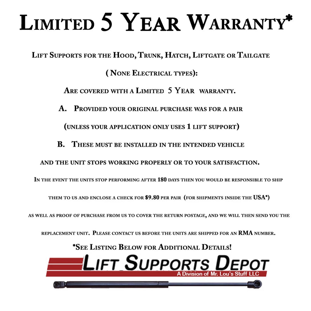 Qty 2 Compatible with Mitsubishi Diamante 1997 to 2004 Hood Lift. Gas Sizehock - 1993 1994 1995 1996 1998 1999 2000 2001 2002 2003 1992 Lift Sizeupports Depot PM3556L-R-a