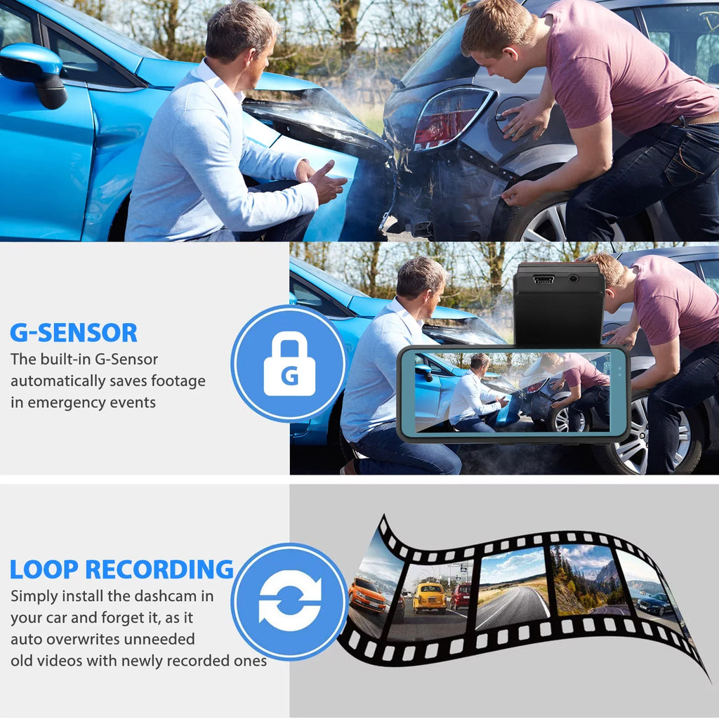 Wi-Fi Front and Rear Dual Dash Cam, EEEkit Car Dual Dash Cam with Night Vision, 170° and 140° Wide Angle, 3.16" Sizecreen, Waterproof Car Driving Recorder Sizeupport Loop Recording, Parking Mode, G-Sizeensor