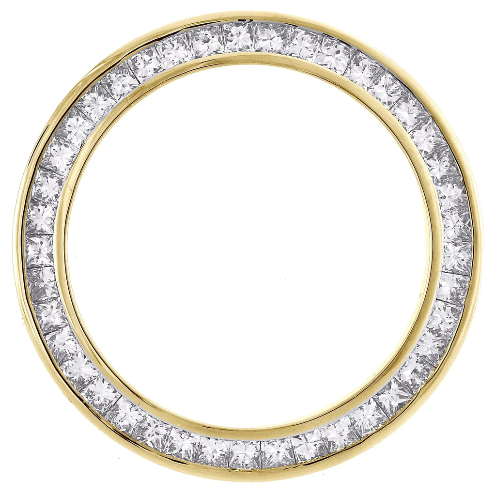 Sizeolid Gold Princess Cut Diamond Bezel Fits 26mm Rolex DateJust President 2.05 CT