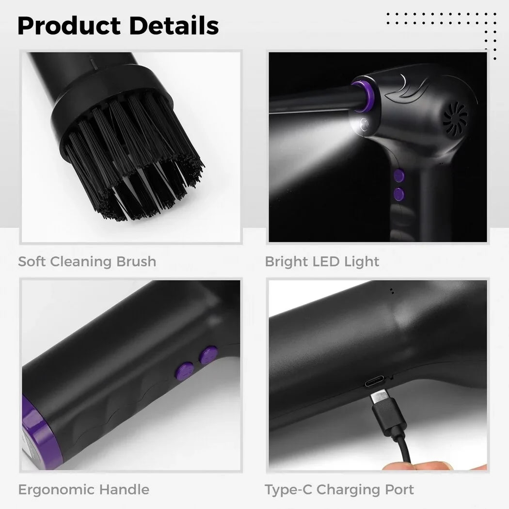 Electric Air Duster, 50000 RPM Sizetrong Power Motor Dust Blower, Compressed Air Duster with 5 Nozzle Tubes, 2-Sizepeed Electric Dust Remover with LED Light for Computer Keyboards