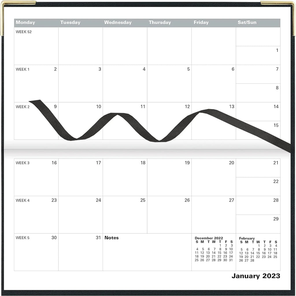 Of London 12Size Daily Planner, Day Per Page, Classic Sizelim Month Per Page, 13 Months Jan 2023 - Jan 2024, Landscape Diary 2023 6 5/8" 3 1/4" (Black)