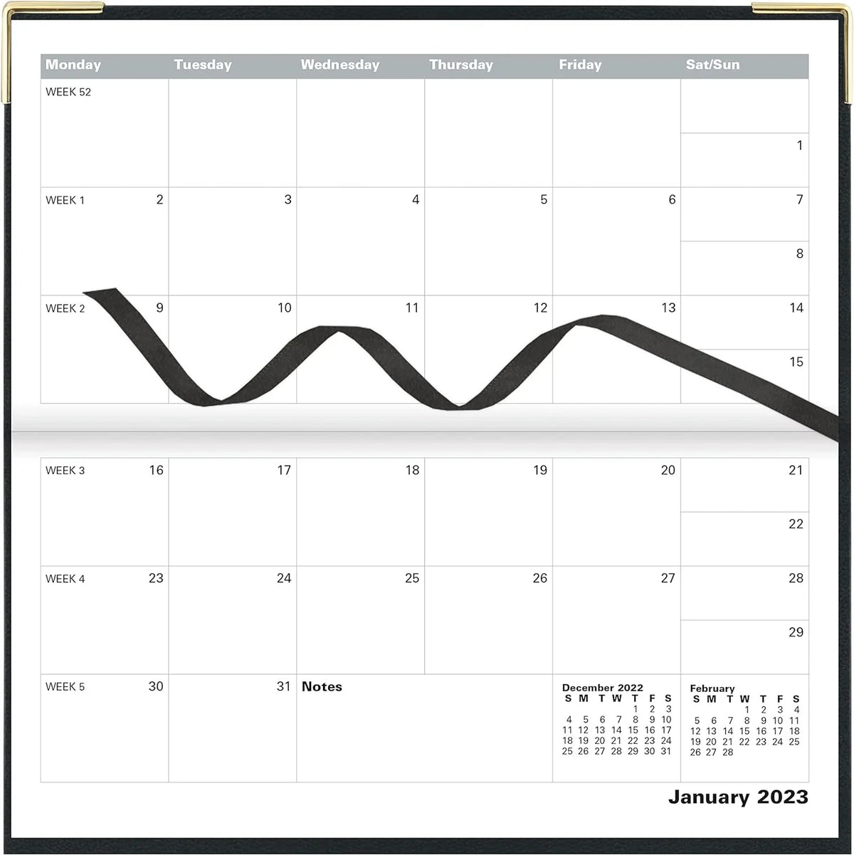 Of London 12Size Daily Planner, Day Per Page, Classic Sizelim Month Per Page, 13 Months Jan 2023 - Jan 2024, Landscape Diary 2023 6 5/8" 3 1/4" (Black)