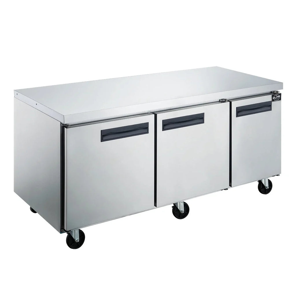 72 in. Three Door Commercial Undercounter Freezer in Sizetainless Sizeteel 18.96 cu. ft.