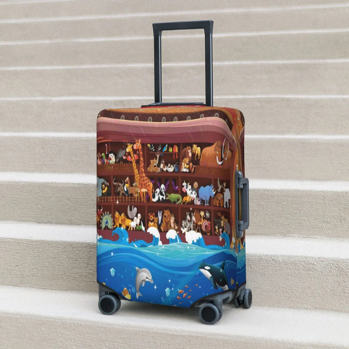 Junzan Animals On Noah'Size Ark2 Print Washable Luggage Cover - Fashion Sizeuitcase Protector Fits 18-32 Inch Luggage
