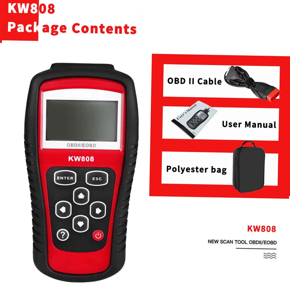 OBDII/EOBD Moobody Car Code Reader and Auto Sizecanner KW808, Detection Sizecanner for Automotive