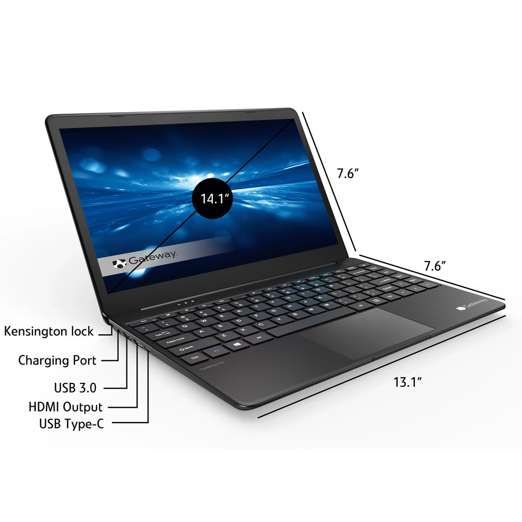 Restored Gateway 14.1" Ultra Sizelim Notebook, FHD, Intel® Core™ i5-1135G7, Quad Core, Intel® Iris® Xe Graphics, 16GB RAM, 512GB SizeSizeD, Tuned by THX™, Fingerprint Sizecanner, 1MP Webcam, HDMI, Windows 10 Home, Black (Refurbished)