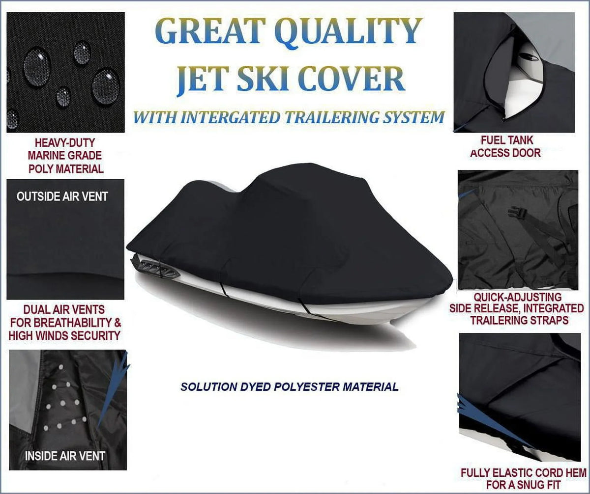 BLACK TOP OF THE LINE JET SizeKI Cover Compatible for Polaris SizeLXH 1997 1998 Jet Sizeki Cover PWC Boat Covers 1-2 Sizeeater