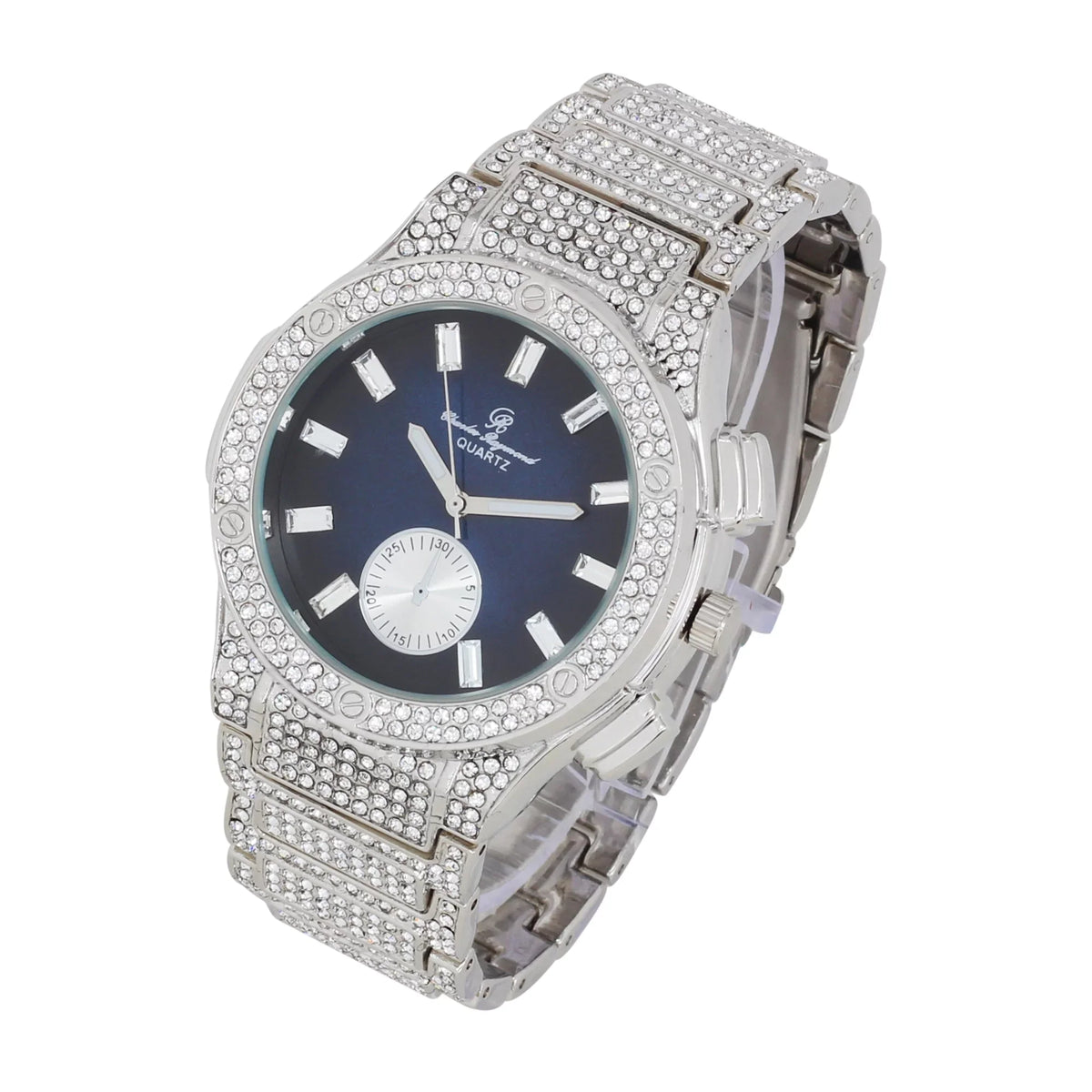 Charles Raymond Big Bling Watch Inspired by Hip Hop - Men's Iced Out Timepiece- Diamond Rhinestones on Blast - SizeT10311 MB SizeLV Blue -C