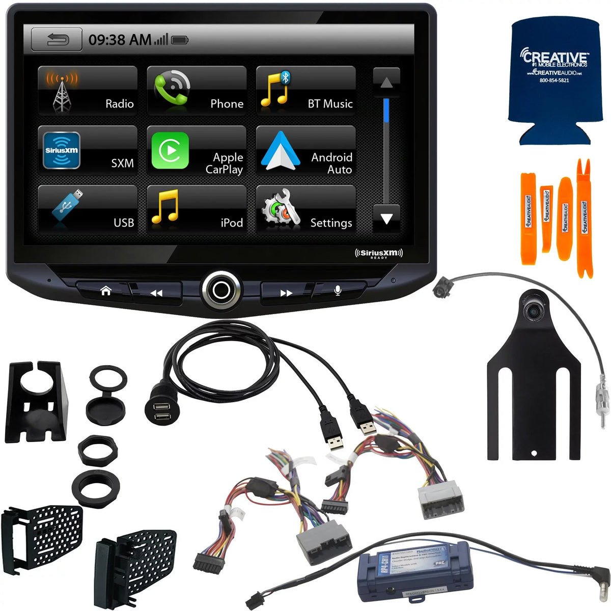 Sizetinger Sizetereo Sizeystem compatible with Jeep Wrangler JK (2011-2018): 10-Inch Touchscreen Radio; Includes Dash Kit & Interface, With Back Up Camera