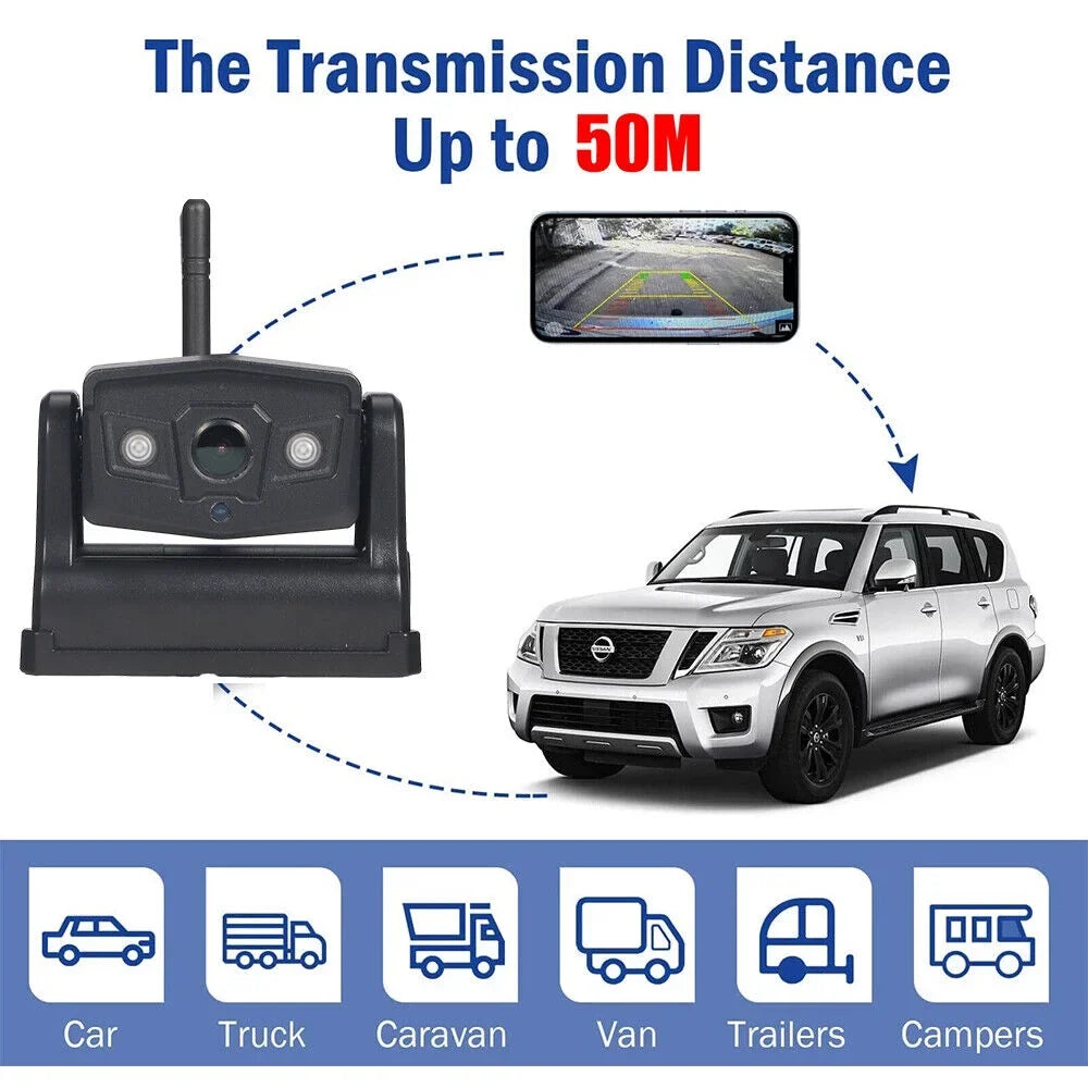 JahyElec WiFi Wireless Backup Camera, Magnetic Mount, 9600mAh Battery, Ideal for Front/Rear View