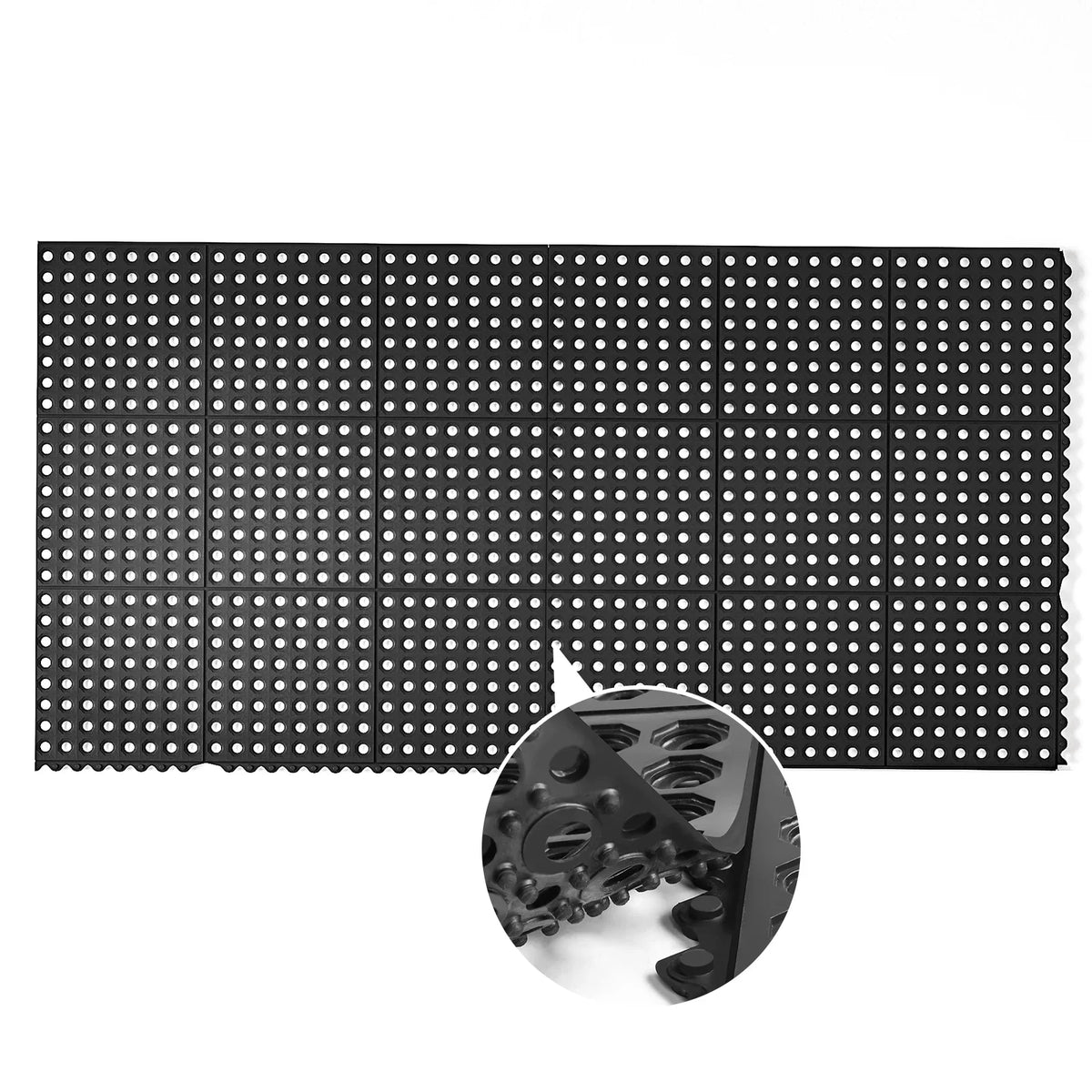 ROVSizeUN 36 x 36 in. 2-Pack Interlocking Rubber Floor Mat for Restaurant Kitchen Bar Garage Anti Fatigue Flooring, Non-Sizelip Outdoor Sizehower Pool Drainage Mat