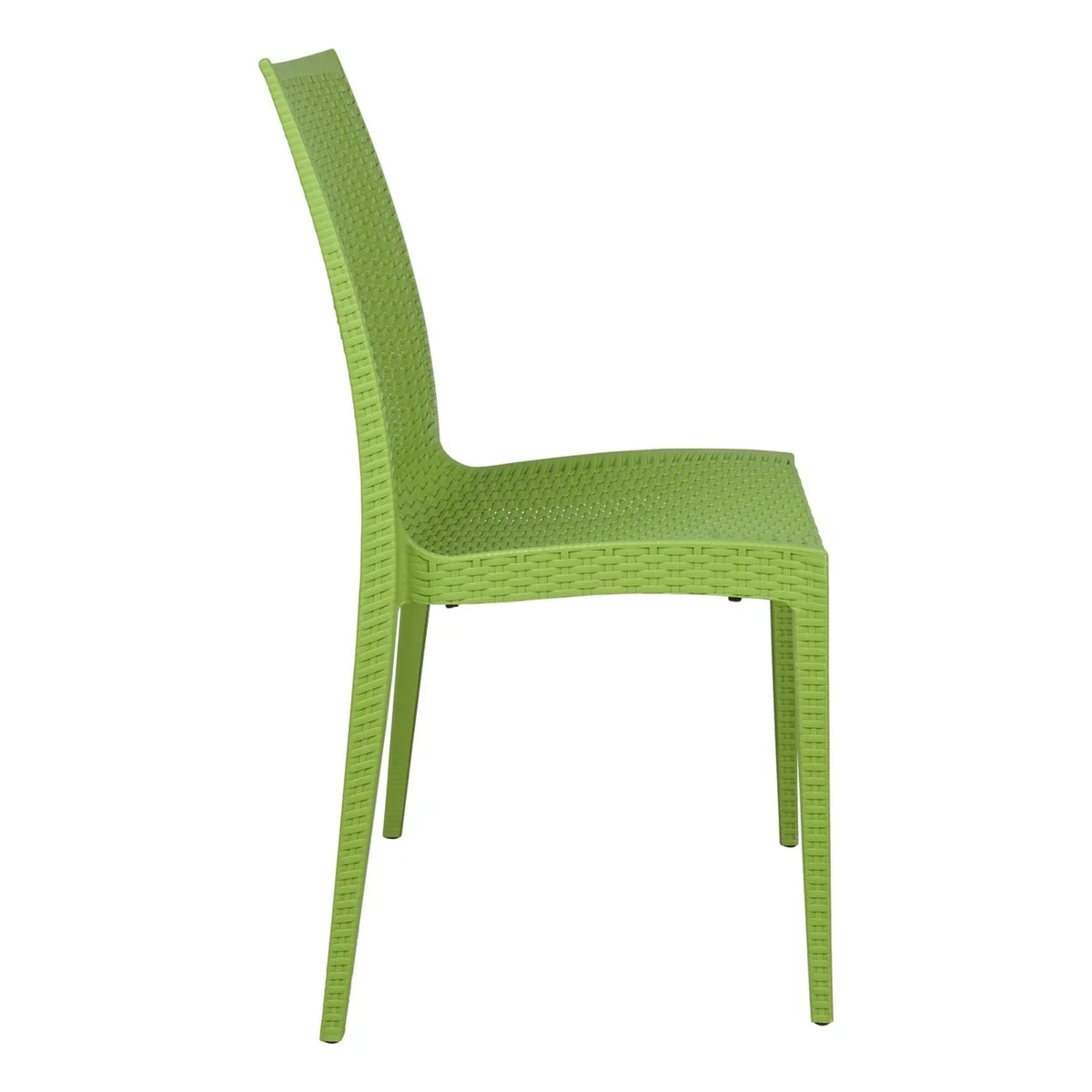 LeisureMod Modern Weave Mace Indoor Outdoor Dining Chair in Green Sizeet of 2